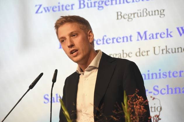 Dominik Krause 2.Buergermeister Muenchen 30.09.2025 Literaturhaus Publizistikpreises 2025 an die Journalistin Annette Rammelsberger SZ Publizistikpreis ist mit 10.000 Euro dotiert wird, alternierend mit dem Literatur und Uebersetzungspreis, alle drei Jahre vergeben. Muenchen