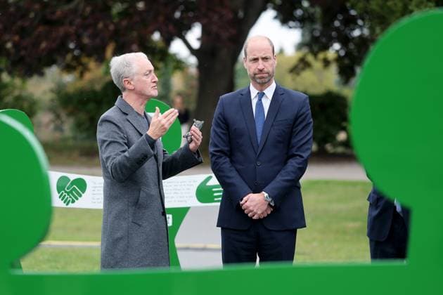 The Prince Of Wales Attends The Global Humanitarian Memorial Launch LONDON, ENGLAND - OCTOBER 01: Michael Landy and Prince William, Prince of Wales at the launch of the Global Humanitarian Memorial on October 01, 2025 in London, England. The memorial, which was created by Michael Landy and the Humanitarian Memorial Committee, celebrates humanitarians across the world and pays tribute to all those who have lost their lives whilst delivering humanitarian aid., Credit:Chris Jackson Avalon United Kingdom, England, London, Gunnersbury Park Museum Copyright: xChrisxJacksonx xAvalonx 1042353120