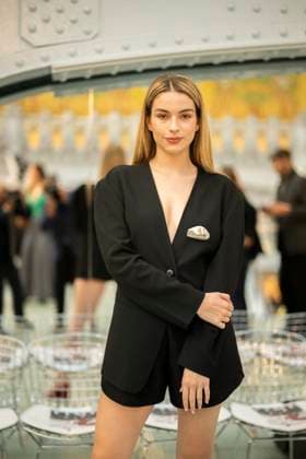 PFW - Time Front Row Adele Castillon attends the Time Womenswear Spring Summer 2026 show as part of Paris Fashion Week on October 02, 2025 in Paris, France. Photo by Eliot Blondet ABACAPRESS.COM Paris France France  Copyright: xBlondetxEliot ABACAx