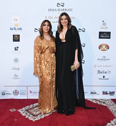 Milan, Italy Il Filo del Coraggio fashion show event dedicated to women against violence by the Italian-Moroccan designer Hnia Harrati at the Fontana e Rocce of Palazzo Lombardia during Fashion Week. Celebrities, institutions and associations are present. In the photo: Hnia Harrati, Aida Yespica  Copyright: xNickxZonnax xipa-agency.netx xNickxZonnax IPA_Agency_IPA66058152