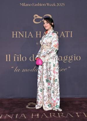 Milan, Italy Il Filo del Coraggio fashion show event dedicated to women against violence by the Italian-Moroccan designer Hnia Harrati at the Fontana e Rocce of Palazzo Lombardia during Fashion Week. Celebrities, institutions and associations are present. In the photo: Rajae Bezzaz  Copyright: xNickxZonnax xipa-agency.netx xNickxZonnax IPA_Agency_IPA66058165