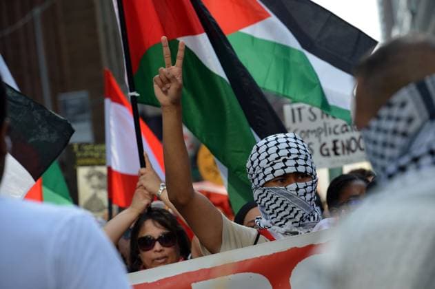 Pro-Palestinian demonstration in Ottowa OTTOWA, CANADA - OCTOBER 4: Ottawa residents participate in a demonstration, featuring Palestinian flags, concerning the call for a free Palestine in Ottowa, Canada on October 4, 2025. Kadri Mohamed Anadolu Ottowa Canada. Editorial use only. Please get in touch for any other usage.  Copyright: x2025xAnadoluxKadrixMohamedx