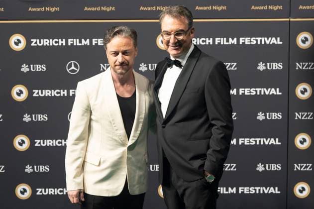 James McAvoy und Christian Jungen bei der Premiere des Kinofilms California Schemin auf dem 21. Zurich Film Festival 2025 im Opernhaus. Zürich, 04.10.2025