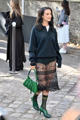 PFW Lacoste Outside Arrivals Maria Pedraza arriving at Lacoste show during Paris Fashion Week in Paris, France on October 5, 2025. Photo by Julien Reynaud APS-Medias ABACAPRESS.COM Paris France  Copyright: xReynaudxJulien APS-Medias ABACAx