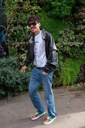 PFW - Jean Paul Gaultier Outside Arrivals Elias Medini aka Lyas arrives at the Jean Paul Gaultier show during the Womenswear Spring Summer 2026 as part of Paris Fashion Week on October 5, 2025 in Paris, France. Photo by Robin Psaila ABACAPRESS.COM Paris France  Copyright: xPsailaxRobin ABACAx