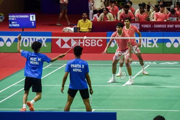 Yonex Sunrise BWF World Junior Championship 2025 in Guwahati Guwahati, Oct 06 (ANI): Players of India and Nepal are in action during Yonex Sunrise BWF World Junior Championship 2025, in Guwahati on Monday. Guwahati Assam India Copyright: xANIx ANI_20251006049