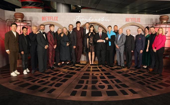 06 October 2025 . Los Angeles, California. - Oscar Isaac, Mia Goth, Christoph Waltz, Guillermo del Toro, Christian Convery, Jacob Elordi, Felix Kammerer At Los Angeles Premiere of Netflix s Frankenstein held at Academy Museum of Motion Pictures in Los Angeles. Los Angeles USA - ZUMAa123 20251006_zaa_a123_106 Copyright: xFSx