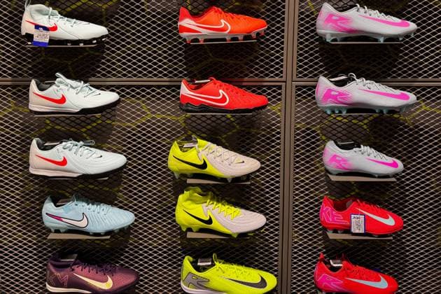 Poland Brands And Economy Nike football shoes are seen at the store in Krakow, Poland on October 8, 2025. Krakow Poland  Copyright: xJakubxPorzyckix originalFilename: porzycki-polandbr251008_npOqn.jpg