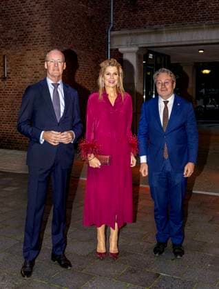 08-10-2025 Breda Queen Maxima with Prof. dr. K. Knot, oud-president van De Nederlandsche Bank en tevens voorzitter van de Koning Willem I Stichting and Prof. dr. O.C.H.M. Sleijpen, president van De Nederlandsche Bank en aankomend voorzitter van de Koning Willem I Stichting attended the King Willem I Prize winners dinner in Breda. Â  Copyright: xPPEx