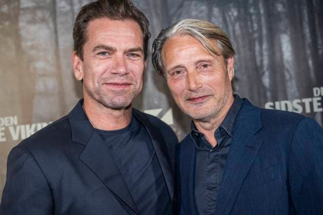 The gala premiere of Anders Thomas Jensen s, The Last Viking Nikolaj Lie Kaas and Mads Mikkelsen at the gala premiere of Anders Thomas Jensen s The Last Viking at Imperial in Copenhagen on Wednesday, October 8, 2025. (Photo: Emil Nicolai Helms Scanpix 2025) , Copenhagen Denmark Copyright: EmilxNicolaixHelmsx spdk20251008-212748-5