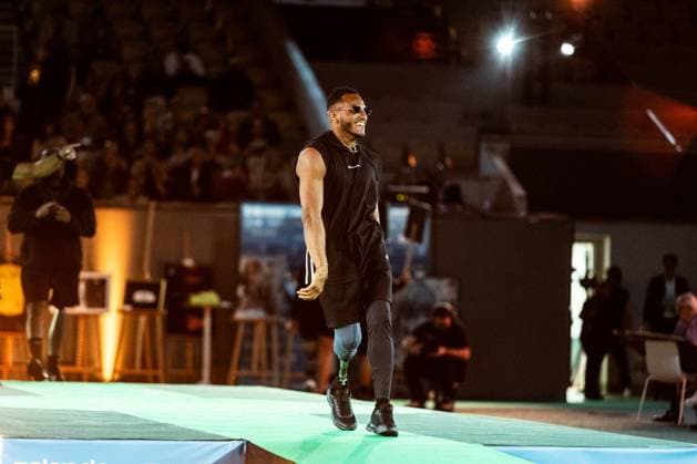 Runway For The Association Debout En Bouts At Roland-Garros Dimitri Pavadé walks the runway for the association Debout En Bouts. 30 amputees wearing prosthetics parade on the Philippe-Chatrier court at Roland-Garros stadium on October 08, 2025 in Paris, France. Photo by Nasser Berzane ABACAPRESS.COM Paris France  Copyright: xBerzanexNasser ABACAx