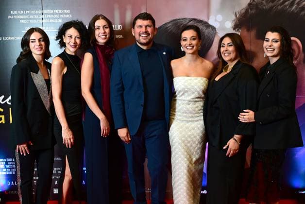 Naples, October 8, 2025. Presentation of the film Romeo and Juliet by Giuseppe Alessio Nuzzo. Pictured: Mariasole Pollio, Alessio Nuzzo, Giocanna Sannino, and the cast.  Copyright: xRobertoxJandolix xipa-agency.netx xRobertoxJandolix IPA_Agency_IPA66362667