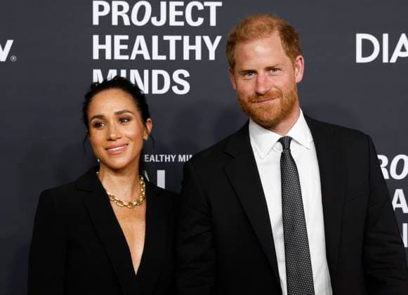 Co-Founders of The Archewell Foundation and Project Healthy Minds Humanitarians of the Year Award recipients Prince Harry and Meghan, Duke and Duchess of Sussex, arrive on the red carpet at the third annual World Mental Health Day Gala on Thursday, October 9, 2025 at Spring Studios in New York City.  NYP20251009123 JOHNxANGELILLO