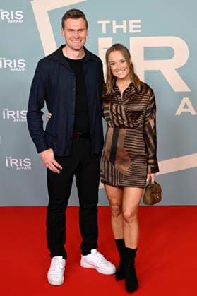 Hannes Ocik mit Ehefrau Nele Ocik bei der Premiere der Sky-Serie The Iris Affair im Mathäser Filmpalast. München, 09.10.2025