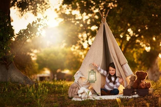 Teepee, child and fun in garden tent outdoor in nature for camping, playing and adventure with sunlight. Cloth, lamp and fantasy house for girl in forest with imagination, suitcase and teddy bear Teepee, child and fun in garden tent outdoor in nature for camping, playing and adventure with sunlight. Cloth, lamp and fantasy house for girl in forest with imagination, suitcase and teddy bear., model released, , 59845556.jpg RECORD DATE NOT STATED