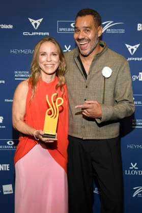 Anneke Kim Sarnau und Michael Klammer bei der Verleihung des Deutschen Schauspielpreises 2025 im Hotel Pullman Berlin Schweizerhof. Berlin, 09.10.2025