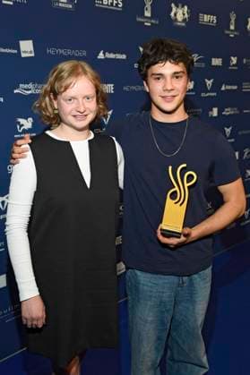 Luise von Stein und Carlo Krammling bei der Verleihung des Deutschen Schauspielpreises 2025 im Hotel Pullman Berlin Schweizerhof. Berlin, 09.10.2025