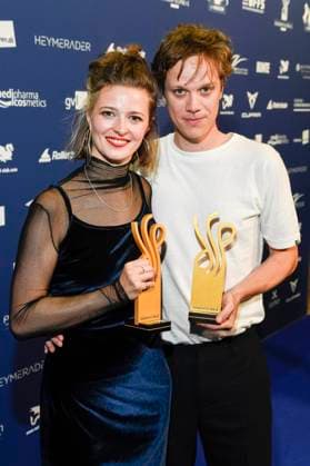 Linda Blümchen und Simon Steinhorst bei der Verleihung des Deutschen Schauspielpreises 2025 im Hotel Pullman Berlin Schweizerhof. Berlin, 09.10.2025