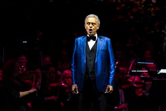 October 9, 2025, Orlando, Florida, USA: Andrea Bocelli performs with the Orlando Philharmonic Orchestra and Opera Orlando chorus conducted by Steven Mercurio at Kia Center in Orlando, Florida, on Thursday, Oct. 9, 2025. Orlando USA - ZUMAm67_ 20251009_zaf_m67_014 Copyright: xPatrickxConnollyx