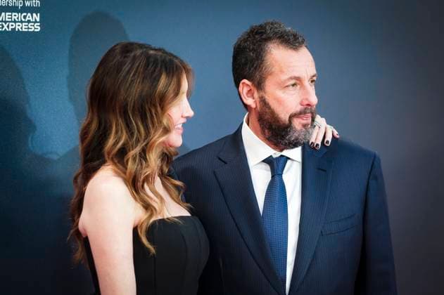Jackie Sandler mit Ehemann Adam Sandler bei der Premiere des Kinofilms Jay Kelly auf dem 69. BFI London Film Festival 2025 in der Royal Festival Hall. London, 10.10.2025