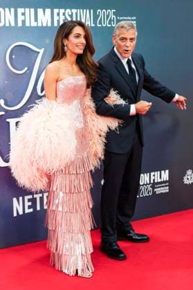 George Clooney mit Ehefrau Amal Clooney bei der Premiere des Kinofilms Jay Kelly auf dem 69. BFI London Film Festival 2025 in der Royal Festival Hall. London, 10.10.2025