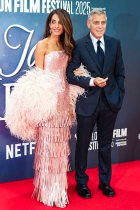 George Clooney mit Ehefrau Amal Clooney bei der Premiere des Kinofilms Jay Kelly auf dem 69. BFI London Film Festival 2025 in der Royal Festival Hall. London, 10.10.2025