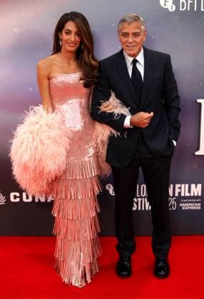 Jay Kelly premiere London, UK. George Clooney and Amal Clooney at the Jay Kelly premiere. 69th BFI London Film Festival. Royal Festival Hall. 10th October 2025. LMK11-S101025-002 Steve Bealing Landmark Media 