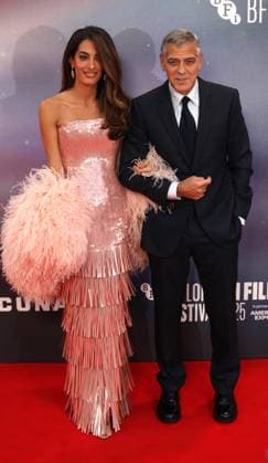 Jay Kelly premiere London, UK. George Clooney and Amal Clooney at the Jay Kelly premiere. 69th BFI London Film Festival. Royal Festival Hall. 10th October 2025. LMK11-S101025-002 Steve Bealing Landmark Media 