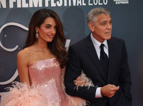 Jay Kelly premiere London, UK. George Clooney and Amal Clooney at the Jay Kelly premiere. 69th BFI London Film Festival. Royal Festival Hall. 10th October 2025. LMK11-S101025-002 Steve Bealing Landmark Media 