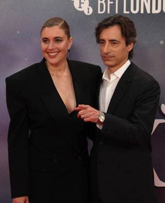 Jay Kelly premiere London, UK. Greta Gerwig, and Noah Baumbach at the Jay Kelly premiere. 69th BFI London Film Festival. Royal Festival Hall. 10th October 2025. LMK11-S101025-002 Steve Bealing Landmark Media 