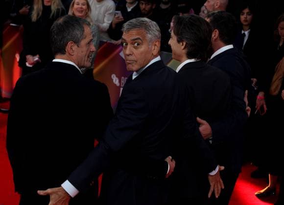 Jay Kelly premiere London, UK. David Heyman, George Clooney, Noah Baumbach and Adam Sandler at the Jay Kelly premiere. 69th BFI London Film Festival. Royal Festival Hall. 10th October 2025. LMK11-S101025-002 Steve Bealing Landmark Media 