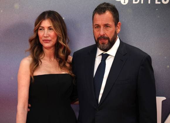 Jay Kelly premiere London, UK. Adam Sandler and Jackie Sandler at the Jay Kelly premiere. 69th BFI London Film Festival. Royal Festival Hall. 10th October 2025. LMK11-S101025-002 Steve Bealing Landmark Media 