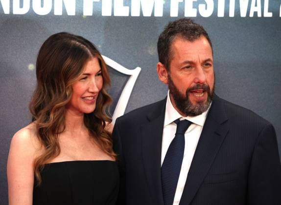 Jay Kelly premiere London, UK. Adam Sandler and Jackie Sandler at the Jay Kelly premiere. 69th BFI London Film Festival. Royal Festival Hall. 10th October 2025. LMK11-S101025-002 Steve Bealing Landmark Media 