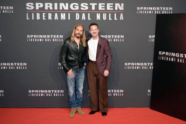 Marco Perego und Scott Cooper bei der Premiere des Kinofilms Springsteen Liberami dal nulla Springsteen: Deliver Me from Nowhere im Space Cinema Moderno. Rom, 10.10.2025
