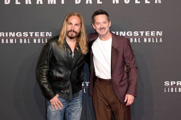 Marco Perego und Scott Cooper bei der Premiere des Kinofilms Springsteen Liberami dal nulla Springsteen: Deliver Me from Nowhere im Space Cinema Moderno. Rom, 10.10.2025