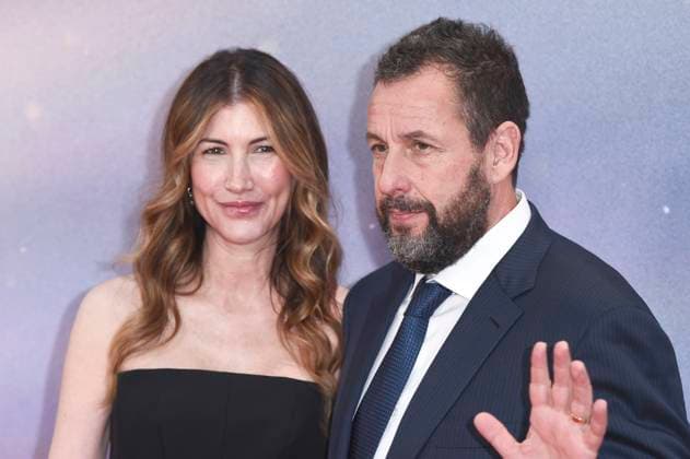 Jackie Sandler mit Ehemann Adam Sandler bei der Premiere des Kinofilms Jay Kelly auf dem 69. BFI London Film Festival 2025 in der Royal Festival Hall. London, 10.10.2025