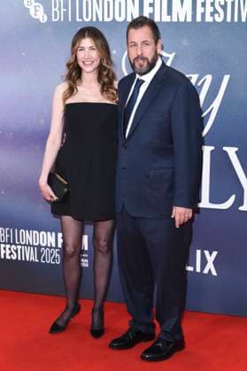 Jackie Sandler mit Ehemann Adam Sandler bei der Premiere des Kinofilms Jay Kelly auf dem 69. BFI London Film Festival 2025 in der Royal Festival Hall. London, 10.10.2025