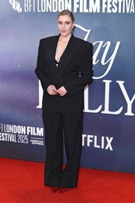 Greta Gerwig bei der Premiere des Kinofilms Jay Kelly auf dem 69. BFI London Film Festival 2025 in der Royal Festival Hall. London, 10.10.2025