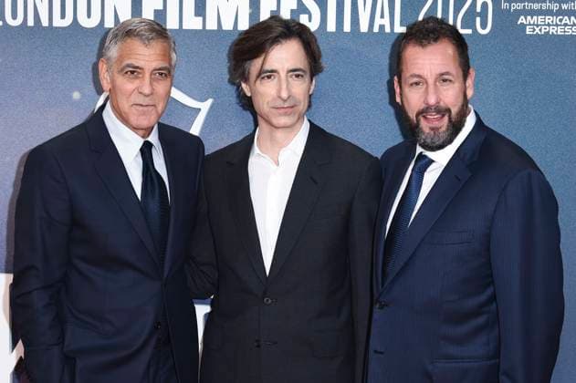 George Clooney, Noah Baumbach und Adam Sandler bei der Premiere des Kinofilms Jay Kelly auf dem 69. BFI London Film Festival 2025 in der Royal Festival Hall. London, 10.10.2025
