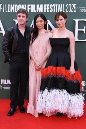 Paul Mescal, Chloe Zhao und Jessie Buckley bei der Premiere des Kinofilms Hamnet auf dem 69. BFI London Film Festival 2025 in der Royal Festival Hall. London, 11.10.2025