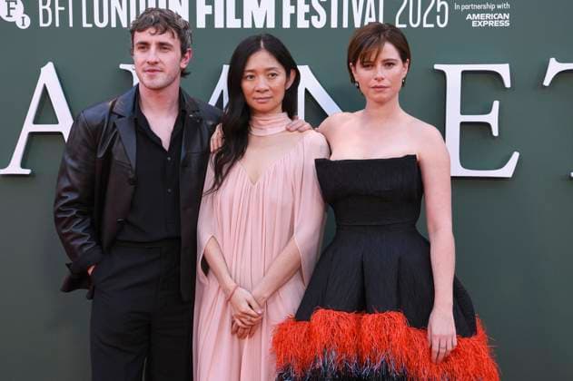Paul Mescal, Chloe Zhao und Jessie Buckley bei der Premiere des Kinofilms Hamnet auf dem 69. BFI London Film Festival 2025 in der Royal Festival Hall. London, 11.10.2025