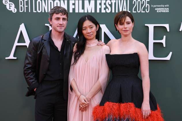 Paul Mescal, Chloe Zhao und Jessie Buckley bei der Premiere des Kinofilms Hamnet auf dem 69. BFI London Film Festival 2025 in der Royal Festival Hall. London, 11.10.2025