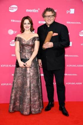 Sophie Gordeladze und Marcus Bosch bei der Verleihung des Opus Klassik 2025 im Konzerthaus am Gendarmenmarkt. Berlin, 12.10.2025