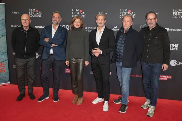 Bernd Fülle, Hein Mulders, Katrin Vernau, Jan Kruse, Torsten C. Fischer und Wolfgang Stauch beim Screening des ARD-Fernsehfilms Tatort - Die Schöpfung auf dem 35. Film Festival Cologne 2025 im Filmpalast. Köln, 12.10.2025