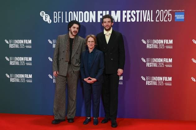 The Mastermind Gala at 69th BFI London Film Festival LONDON, UNITED KINGDOM - OCTOBER 13: Eli Gelb (L), Kelly Reichardt (C) and Josh O Connor (R) attend the UK premiere of The Mastermind during the 69th BFI London Film Festival at the Royal Festival Hall in London, United Kingdom on October 13, 2025. Rasid Necati Aslim Anadolu London United Kingdom. Editorial use only. Please get in touch for any other usage.  Copyright: x2025xAnadoluxRasidxNecatixAslimx