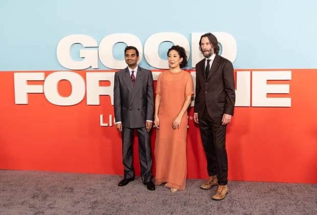 October 13, 2025, Bronx, New York, USA: Aziz Ansari, Sandra Oh and Keanu Reeves attend Lionsgate s Good Fortune special screening at AMC Lincoln Square in New York, NY on October 13, 2025 Bronx USA - ZUMAr339 20251013_znp_r339_065 Copyright: xLevxRadinx
