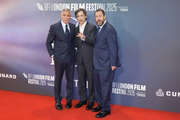 Jay Kelly Film Premiere George Clooney, Noah Baumbach and Adam Sandler attend the BFI London Film Festival Gala of Jay Kelly, during the BFI London Film Festival, the Royal Festival Hall, London. 10th October 2025.  Copyright: xAndrewxSimsx NINTCHDBPICT001030887460