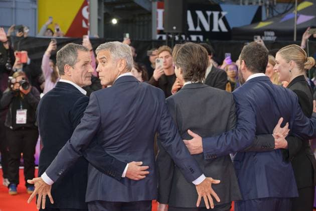 Jay Kelly Film Premiere David Heyman, George Clooney, Noah Baumbach, Adam Sandler and Greta Gerwig attend the BFI London Film Festival Gala of Jay Kelly, during the BFI London Film Festival, the Royal Festival Hall, London. 10th October 2025.  Copyright: xAndrewxSimsx NINTCHDBPICT001030887721