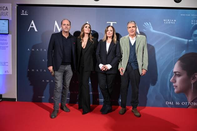 Milan, Premiere of the film Amata, Cinema Anteo. Pictured are Francesco Melzi D Eril, Elisa Amoruso, Ilaria Bernardini, and Benedetto Abib.  Copyright: xSimonexComix xipa-agency.netx xComi Terenghix IPA_Agency_IPA66550747