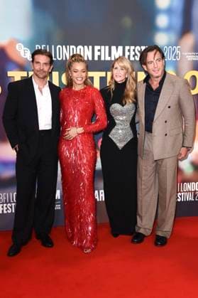 Bradley Cooper, Andra Day, Laura Dern und Will Arnett bei der Premiere des Kinofilms Is This Thing On? auf dem 69. BFI London Film Festival 2025 in der Royal Festival Hall. London, 14.10.2025